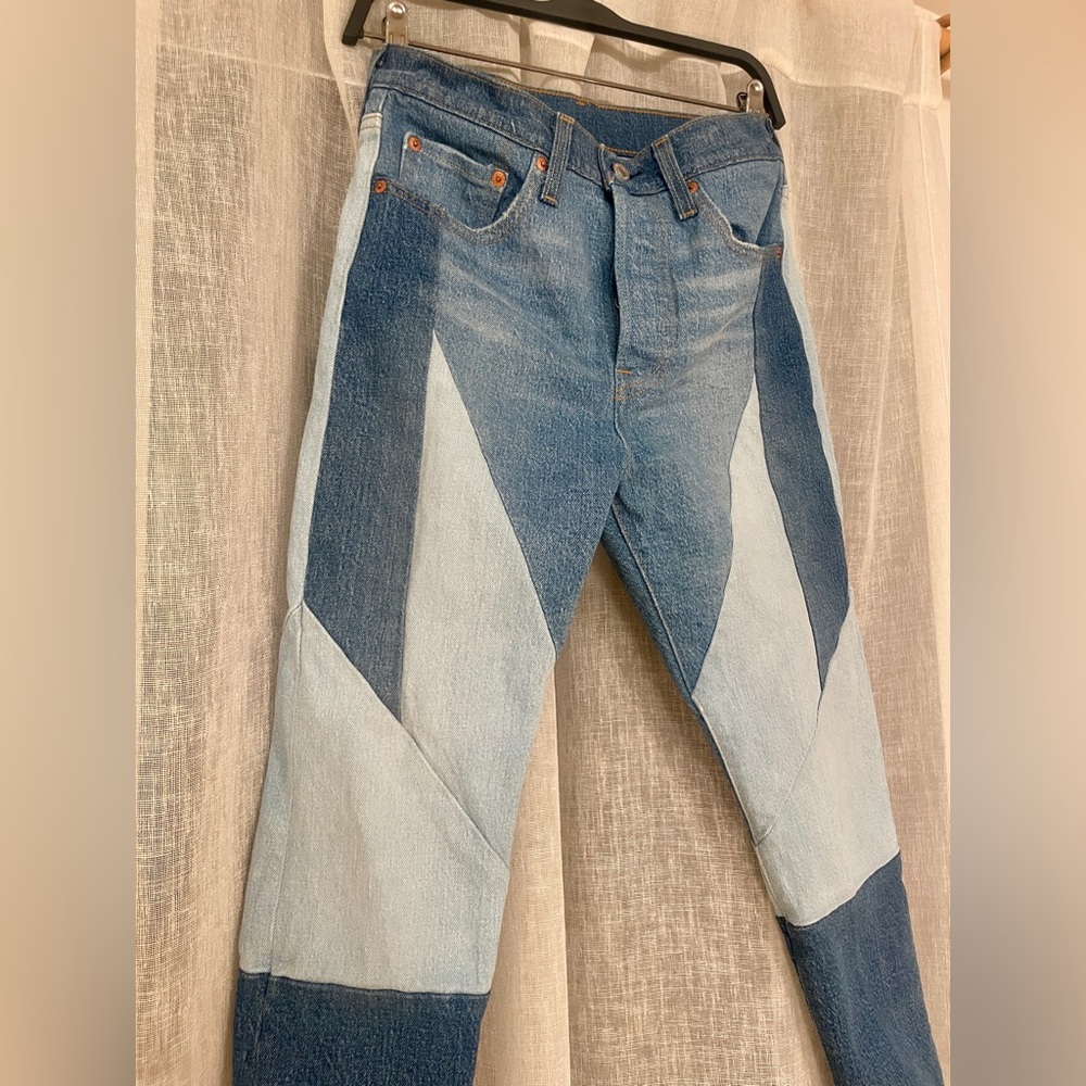Rare! Levi’s Redone Patchwork Pieced 501s Skinny … - image 2